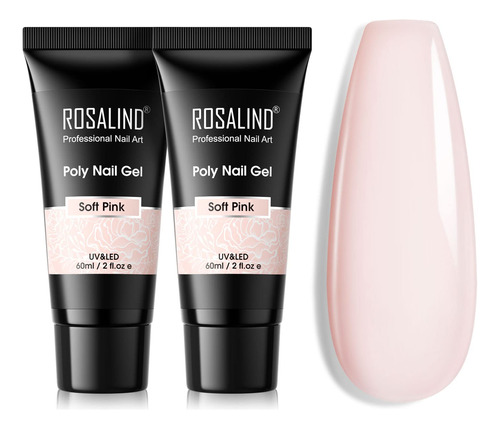 Rosalind Gel De Extensión Rosa, 2 Piezas De Gel De Uñas D.