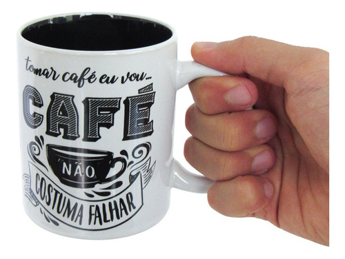 Imagem 2 de 3 de Caneca Porcelana 320 Ml Café Não Costuma Falhar - Urban