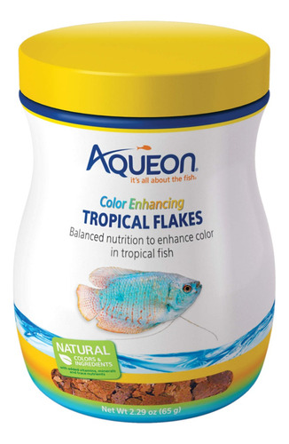 Alimento Peces Tropicales Hojuela Super Color Aqueon 65 Grs 