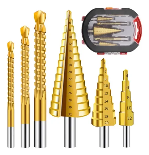 Kit 6 Peças Brocas Escalonadas Cônicas De Titanium Hss