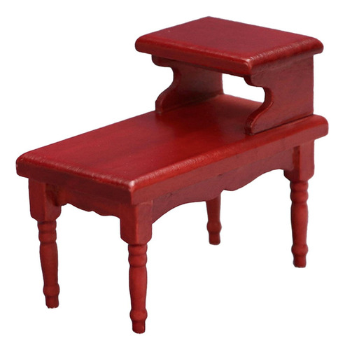 Fa Mesa De Té De Doble Capa Para Casa De Muñecas A Rojo