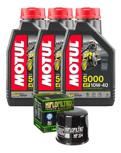 Óleo Motul + Filtro Yamaha Mt 03 320cc 16- 5000 10w40 Hf204b