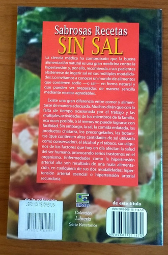 Imagen 2 de 2 de Sabrosas Recetas Sin Sal Libro