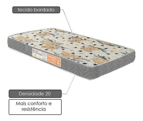 Colchão Para Berço 130x60x12 Com Travesseiro - D20 Bordado C