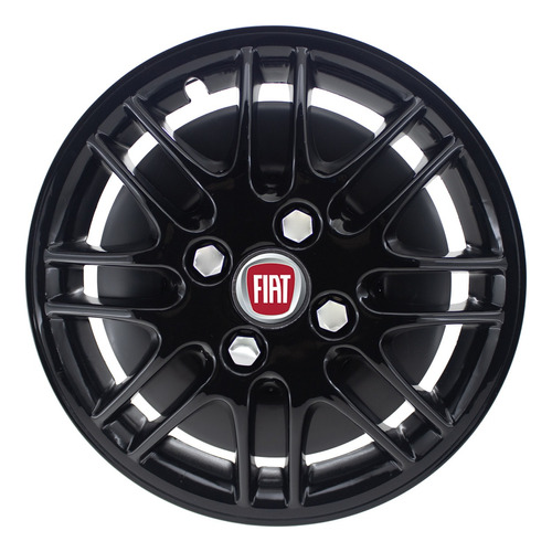 Tasa Adaptable A Fiat Rodado 13  Negra + Logo Fiat