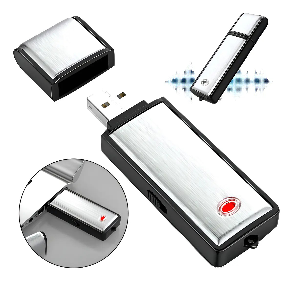 Grabadora de Voz USB GILOV MIC-1 8GB Espía Recargable Discreta