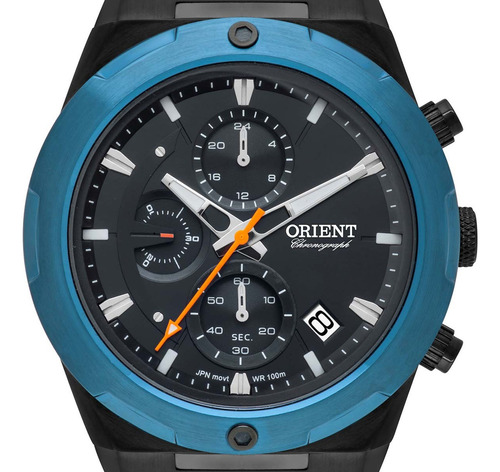 Relógio Orient Masculino Cronógrafo Premium Original Mtssc03 Cor da correia Preto Cor do bisel Azul Cor do fundo Preto
