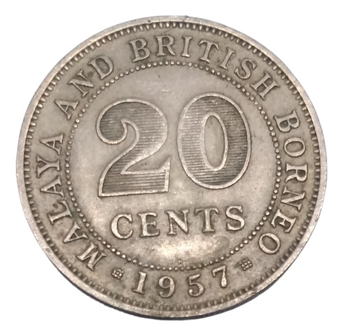 Moneda Malaya Y Borneo Británico 20 Centavos 1949 Ceca H