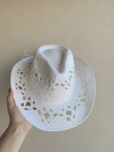 Sombrero Cowboy Calado Vaquero De Rafia Playa Verano Mujer