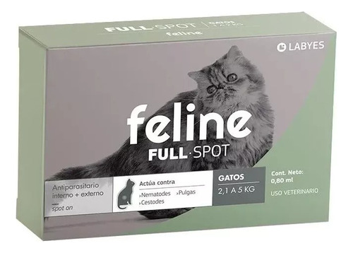 Feline Fullspot Pipeta Gatos De 2.1- 5 Kg Gris