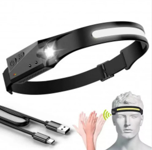 Linterna Led + Cob Cintillo Con Sensor, Tipo Minero Cabeza
