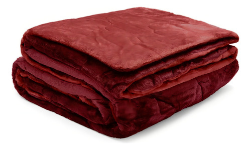Edredom Plush Flanel Solteiro Dupla Face Cor Vermelho