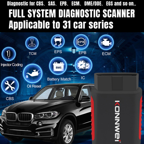 Escáner Konnwei.diag Obd Bt Sistema Completo Abs Srs Herr