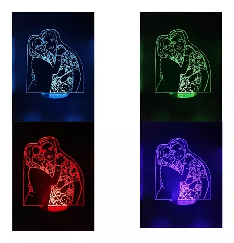 Lámpara LED personalizada con 4 fotos y texto