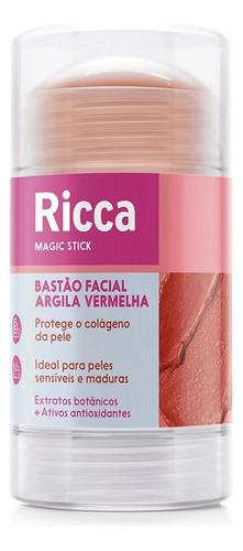 Bastão Facial De Argila Vermelha Magic Stick Ricca 30g