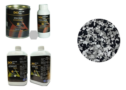 Kit Pisos Flakes Todo Incluido 21m² Antiderrapante Colores Acabado Brillante Color Panda