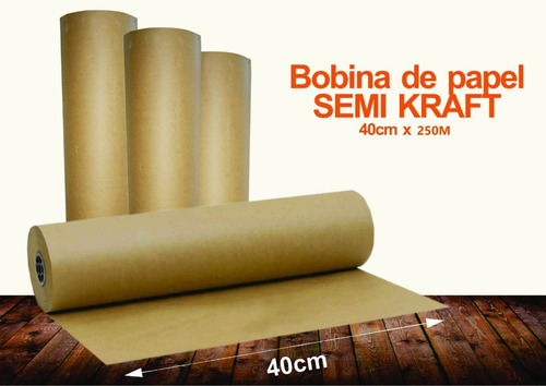 Papel Semi Kraft Pardo Rolo Bobina 40cm 6,5kg (250m)