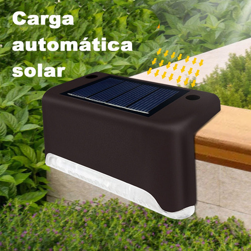 4pcs Lámpara Luz Solar Exterior Jardín Escalera Tierra Led