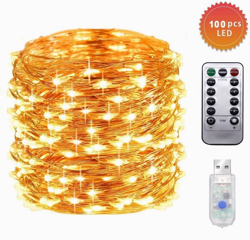 Imagen 1 de 7 de Serie Luces Decorativas Tira Led 10m 100led Control Ip65