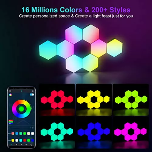 Juego De 8 Paneles De Luz Hexagonales - Luces Led Rgb Sincro