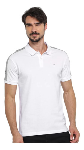 Camisa Polo Calvin Klein Recorte Logo Grande Ombro Original