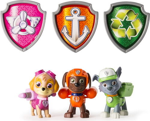 Paw Patrol Pack Pups Figurs Set, 3pk, Skye, Zuma, Rocky, Mul