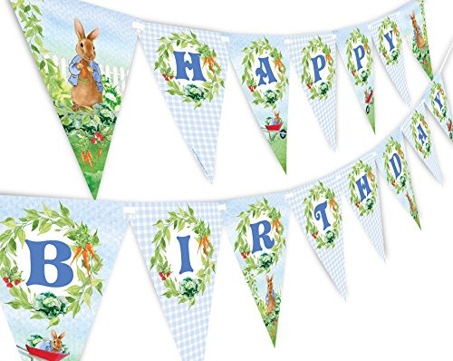 Peter Rabbit Bandera Del Feliz Cumpleaños Del Banderín.