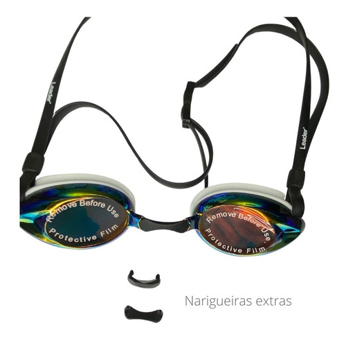 Gafas de natación Deep Mirror Leader con espejo en color blanco y rojo