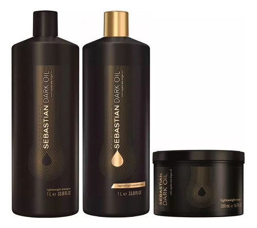 Shampoo 1lt + Acondicionador+ Mask Sebastian Dark Oil  