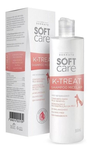 Shampoo Micelar K-treat Soft Care Para Cães E Gatos 300ml Fragrância Suave