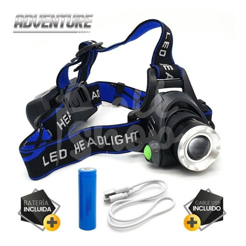 Imagen 2 de 7 de Linterna Minero Led Cabeza Vincha 5w Led Cob Recargable