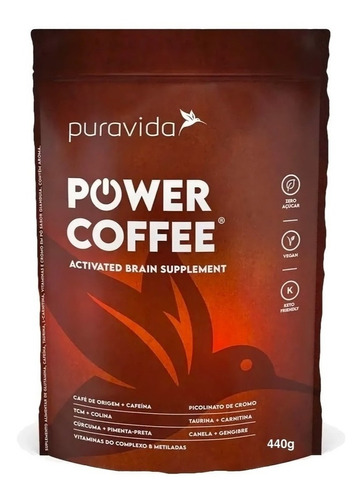 Power Coffee Puravida Activated Brain Tcm Economic Size 440g
