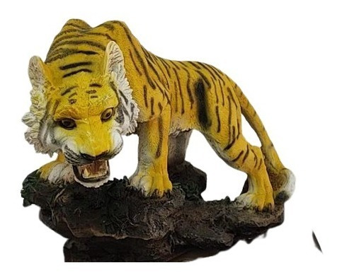 Escultura De Resina De Tigre De Bengala En Una Piedra Resina