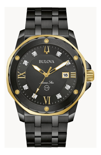 Reloj Bulova Marine Star 98d176 Original Caballero Color de la correa Negro Color del bisel Negro Color del fondo Negro
