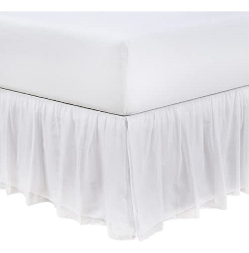 Faldón Cama Doble Volantes Voile Algodón 15  Blanco