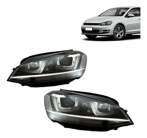 Farol Golf 2014 2015 16 17 Com Led Com Entrada Xenon Cromado