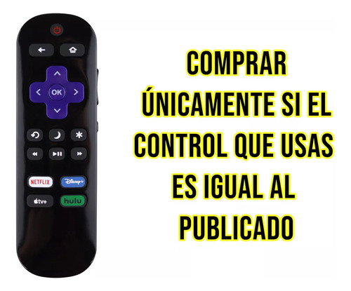 Control Remoto Genérico Para Onn Roku Tv Smart Pantalla 4k