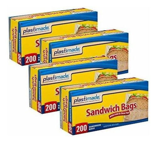 Plastimade Sandwich Bolsas Con El Doblez Y Cerrar Top (6,5 