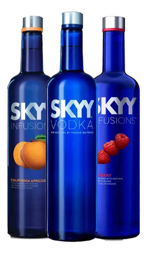 Vodka Skyy Clasico Original + Raspberry + Apricot Iusions