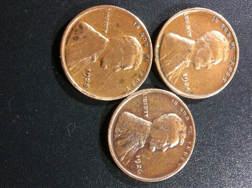 Moneda 1 Cent Lincoln Set 3 Monedas 1924- 1926