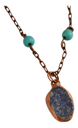 Collar Piedra Preciosa Natural Lapis Lazuli Y Howlitas, Cod1
