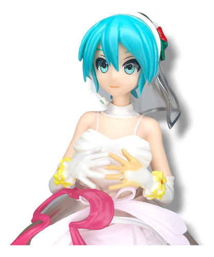 Figura Miku Hatsune Vocaloid Vestido Novia Boda 25cm