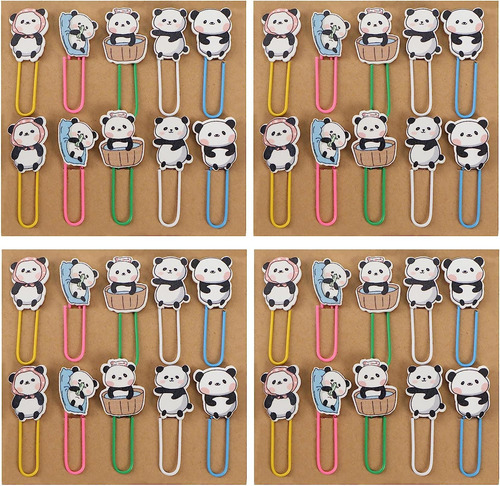 Micro Traders 40pcs Cute Panda Paperclips Bookmarks Metal Pl