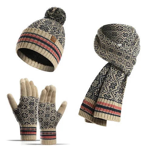 Traje Cálido De Invierno De Lana Tejida, Gorro, Bufanda, Gua