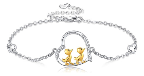 Jerwli Pulsera De Pato De Plata De Ley Con Eslabones De Pato