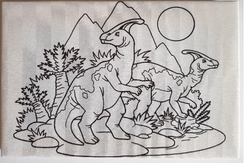 Bastidor Bocetado - Unicornios Dinos - Fondo Rígido 20x30cm