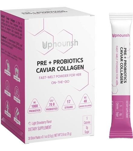 Upnourish | Pre + Probióticos & Caviar Colágeno | 30 Palos