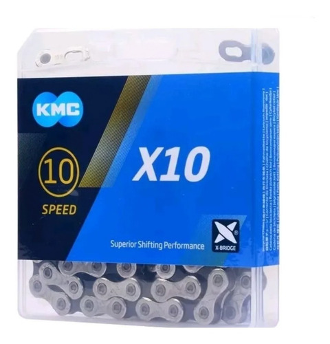 Corrente Kmc X10 Fina 116 Elos C/ Emenda Compativel Shimano