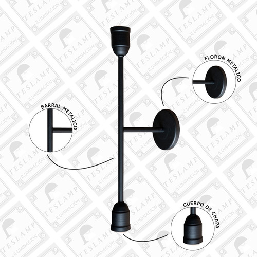 Imagen 4 de 10 de Lampara Aplique Barral Dos Luces Apto Led