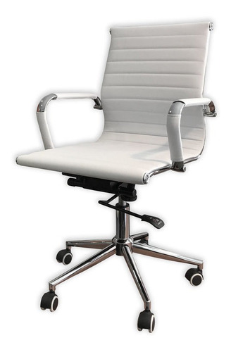 Imagen 1 de 2 de Silla de escritorio Tisera F80 blanca con tapizado de cuero sintético